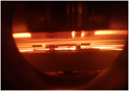 Image of CVD process in operation, remote plasma